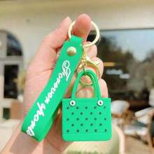 Cute Beach Hole Keychain Portable Simple Mini Car Key Chain Soft Silicone Fashion Seaside Big Basket Hanging Ornaments Bag PZPW - màu xanh lá - Xem 8