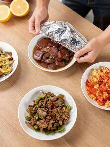 20/10/5个装可重复使用铝箔盖，桌面食物保温器，食物储存袋，食物保鲜袋，厨房收纳，家用塑料包装，接触式，剩菜储存，厨房保鲜保温盖，适用于碗碟，保持食物温暖、新鲜、防尘，食品保鲜设备 - 彩色 - 查看 6