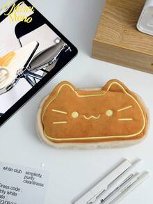 1个可爱猫咪造型大容量文具收纳袋，旅行化妆包，便携式大容量女士化妆包收纳袋，超大容量收纳袋，学生派对铅笔盒 - 彩色 - 查看 5