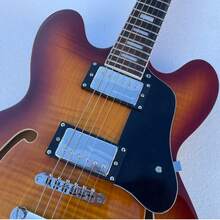 6 Strings Jazz Guitar Guitarra Flame Maple Top Glossy Finished Chrome Hardwares H-H Pickups 24.7" Scale Length 22 Frets Rosewood Fretboard - 彩色 - 查看 3