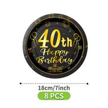 40th Birthday Black & Gold Disposable Plate, Napkin, Cup Set, Serves 8 Guests, Suitable For Birthday, Wedding, Party, Family Picnic - Multicolor - View 10