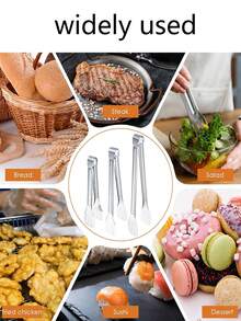 1pc Stainless Steel Slotted Serving Tong,Stainless Steel Food Clip,Ood Grade Kitchen Utensils, Hollow-Out Design For Draining & Oiling,Multifunctional Kitchen Cooking Clip, Food Fixture With Heat-Resistant And Anti Slip Handle, Bread Clip - Multicolor - View 8