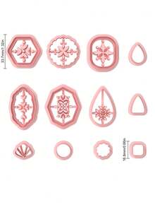 Geometric Flower Polymer Clay Cutter Kits, Boho Elegant Flower Shape Polymer Clay Cutters For DIY Earring Jewelry Making, High-Precision Plastic Crafting Molds Sets - Pink Clay Cutters - View 15