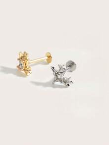 1pc Fashionable Elegant Diamond Star Stud Earrings, Suitable For Women's Daily Wear - Star - View 3