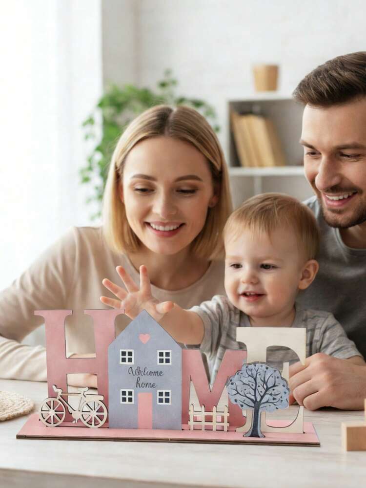1set Wooden Baby Room Decorative Ornaments, Rustic Wooden Letter HOME Decor, Creative Wooden Craft, English Letter Home Decoration, Office, Living Room, Baby Bedroom Decor, Ideal Gift For Friends, Loved Ones, Perfect For Home, Holiday Parties,Home Decor,Baby Shower Gift,Gender Reveal Gift - Wooden Home - View 2