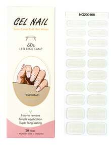 1 Box Of 20pcs Natural Looking Long Lasting Classic Valentine's DIY Simple Transparent Design UV Gel Nail Stickers, Easy To Wear And Remove Nails Nail Supplies - Multicolor - View 6