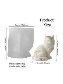 Maine Coon Cat Scented Candle Silicone Mold DIY Sitting Kitten Epoxy Resin Plaster Ornament Silicone Mold - Kitten Mold - View 2