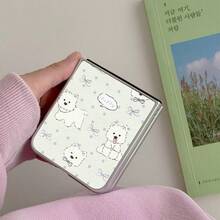 West Highland Terrier Puppy Leather Folding Phone Case For Samsung Galaxy Z Flip3 5G/Galaxy Z Flip 4 5G/Galaxy Z Flip 5 5G/Galaxy Z Flip 6 5G/Galaxy Z Flip 7 5G, Polka Dot Bow Healing Folding Screen Protective Case - Multicolor - View 3