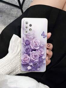 精准开孔边缘紫色蝴蝶花朵彩绘防震手机壳，兼容 14 Pro Max、13、11、XR、7/8、Galaxy S24、A03s、A04、A12、A13、A14、A21s、A22、A23、A24、A32、A33、A34、A51、A52、A53、A54、A71、A72、A73、S20 FE、S21、S22、Redmi 9、9A、10A、10C、Note 9、Note 10、Note 11、Note 12、12C - 彩色 - 查看 5