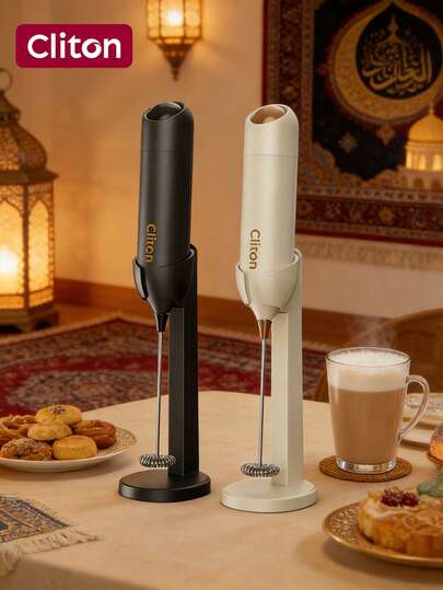 CLITON Dream Gift! Battery-Powered Milk Frother - Perfect Gift For Coffee, Latte, Hot Chocolate. 3 Styles (Solid Color/Classic/Stainless Steel) & 6 Colors. Ultimate Gift For Christmas, Valentine's Day, Easter, Housewarming And More!