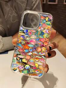 Colorful Fish-Themed Transparent TPU Phone Case With An Ocean Aesthetic. Compatible With IPhone 17, 17 Air, 17 Pro, 17 Pro Max, 16, 15, 14, 13, 12, 11, Pro, Max, X, XS, And Plus. It's A Thoughtful Birthday Gift For Girlfriends, Boyfriends, And Friends. - 無色 - 查看 1