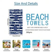 1 chiếc khăn tắm biển họa tiết mỏ neo và rùa biển sọc xanh trắng, chất liệu microfiber siêu mềm, cỡ lớn, thấm hút cực tốt, thích hợp cho du lịch, hồ bơi, lặn biển, lướt sóng, yoga, cắm trại, nhiều kích cỡ khác nhau, phụ kiện bãi biển. - A - Xem 11