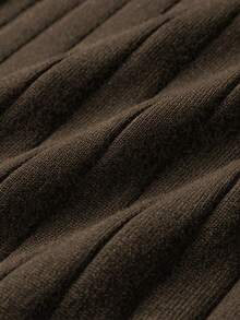 Men's Solid Color Ribbed Vertical Ribbed Knit Sweater, Simple And Versatile Long Sleeve Top - Brown - View 3