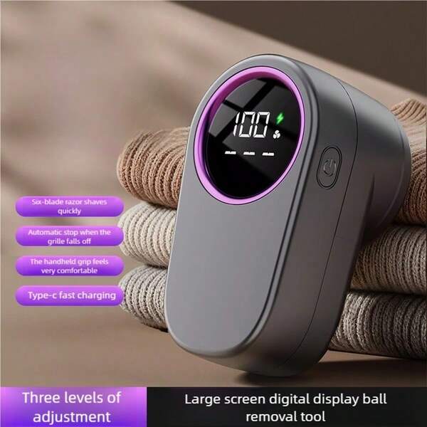 OBOVAY [Hair Lint Removal Ball] Electric Fabric Shaver, Clothes Scraper And Trimmer - Reusable, Portable, Easy To Clean, Displays Remaining Power For Home, Apartment Gift,500mAh