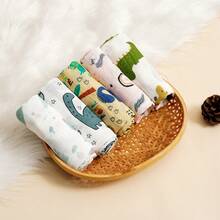 5条装薄纱婴儿围兜 60*60cm 柔软竹纤维拍嗝巾，婴儿面巾方形手帕，男女宝宝通用洗脸巾 - 彩色 - 查看 17