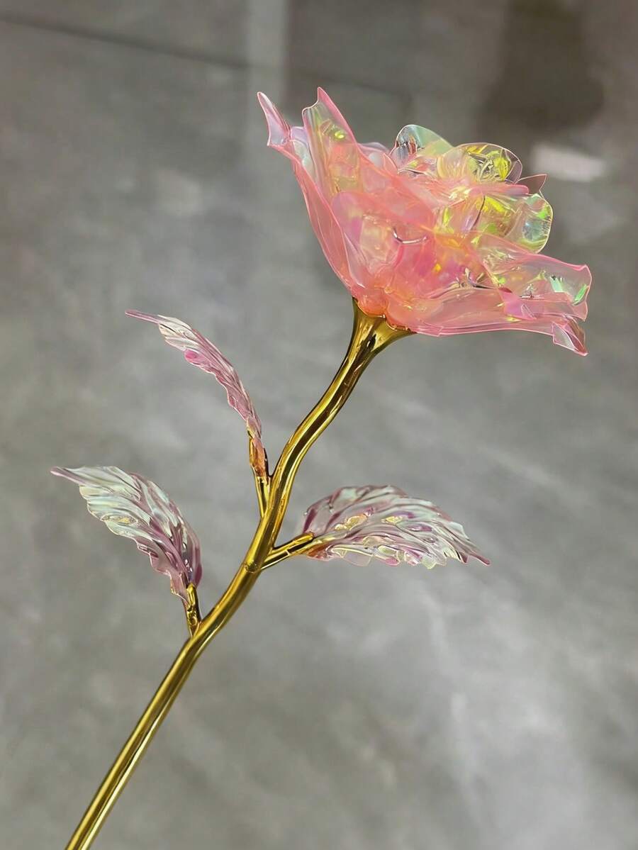 1束金色箔纸彩色人造玫瑰花束，适用于花瓶装饰、婚礼、订婚、求婚、情人节氛围、家居装饰、节日庆典、主题派对等场合。 - 彩色 - 查看 1