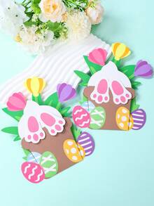 3个复活节主题现金夹，兔子屁股和复活节彩蛋图案，春季郁金香造型，复活节装饰品，复活节快乐装饰，可爱兔子装饰，复活节礼品包装袋，家居装饰，餐桌装饰，复活节派对用品，寻蛋派对用品，复活节礼物，派对小礼物，派对用品 - 彩色 - 查看 2