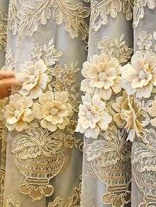 1 tấm rèm voan thêu có độ chính xác cao đục lỗ - Nhiều màu - Xem 5