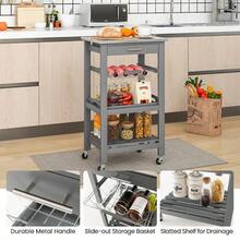 GOFLAME Rolling Kitchen Storage Trolley Cart Cupboard Island Stainless Steel Counter Top - White - View 9
