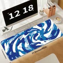 Mouse Pad de Jogo com Padrão de Fluido Azul - Com Bordas Costuradas com Precisão e Base de Borracha Antiderrapante, Disponível em Vários Tamanhos: 15,7*35,4 Polegadas (40*90 Cm). - Fácil de Limpar e Lavar, Ideal para Casa, Escritório, Local de Trabalho, Sala de Jogos e Dormitórios; Perfeito para Suprimentos de Volta às Aulas, Presentes de Férias para Namorados e Namoradas, Acessórios de Escritório, Suprimentos de Escritório, Tapetes de Mesa e Mouse Pads. - A - Visão 4