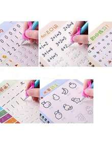 3pcs/Set Random Magic Practice Notebook Set, Includes Letters, Numbers, Pinyin, Math Addition & Subtraction, Great Gift For Friends And Family - Random 3pcs - View 2