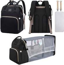 Diaper Bags With Changing Station,900D Oxford Waterproof Diaper Bag Backpack For Moms Dads With USB Charging Port,Large Capacity  Essentials(Ungrade Black) - 黑色 - 查看 1