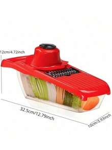 六合一蔬菜切片器和切丁器，带钢刀片，可切片、削皮、削胡萝卜、刨丝、切丁，厨房配件 - 紅色 - 查看 6