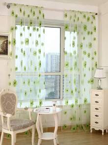 1件简约时尚经典向日葵薄纱窗帘，透气性好，适用于阳台、卧室、客厅 - 彩色 - 查看 16