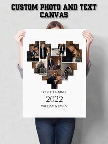 Customized Canvas Wall Art - First Christmas As Newlyweds - Personalized Photo Collage - Wooden Frame - Unique Couple's Gift - Unforgettable Keepsake - Multicolor 02 - View 3