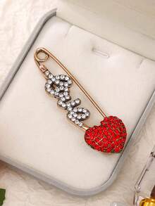 一套情人节红色水晶唇形胸针，红色心形胸针，优雅时尚珠宝礼物，适合女性在约会和各种场合佩戴 - 紅色 - 查看 10