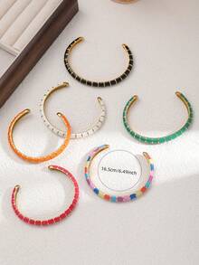 1 chiếc vòng tay nữ bằng thép không gỉ, mạ vàng, kiểu dáng tối giản hình tre, tráng men nhiều màu sắc, thích hợp cho các buổi hẹn hò, tiệc tùng và công sở. - vòng đeo tay - Xem 4