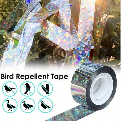 反光发光彩色驱鸟胶带，驱鸟带，反光驱鸟胶带，高效驱鸟反光条，适用于户外树木、果园、花园、庭院、阳台，全息，耐用户外驱虫胶带