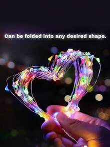 1m/3 metri/5m Luci a filo di rame per fate, alimentate tramite USB, adatte per decorazioni interne, feste, matrimoni, compleanni, periodi festivi, decorazioni per feste, atmosfera interna, illuminazione decorativa - Multicolore - Visualizzare 3