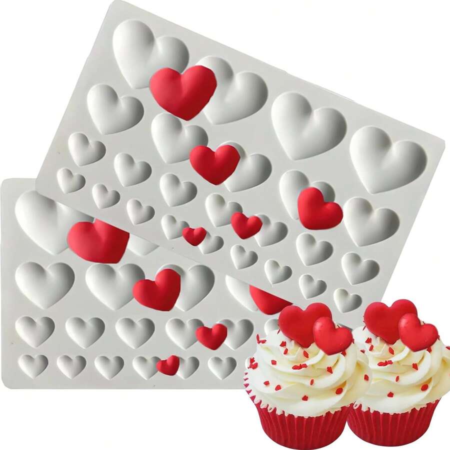 Valentine's Day Silicone Mold Set - Heart And Rectangle Shapes, Suitable For DIY Candles/Soaps/Craft Decorations - Multicolor - View 1