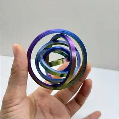 3D Printed Rotating Finger Spinner Ring - Made Of PLA Plastic, Suitable For Office Use, Compact Design, Red And Yellow Color, Durable Stress Relief Toy For Adults And 14+ Years Old