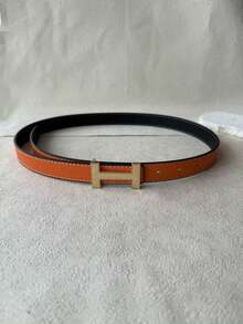 1.4 Cm Wide New Women's Belt With Korean Simple Design And Gold "H" Shaped Cross Buckle - Multicolor - View 22