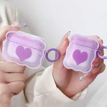 Purple Ombre Heart Background Protective Case Compatible With Apple Wireless Charging Case, Scratch-Resistant And Shockproof - Lilac Purple - View 1