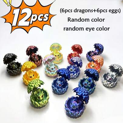 2pcs/Set Movable Dragon & Egg - Action Figure Model Set (1 Dragon + 1 Egg), Durable Plastic Fantasy Model Collectible & Plush Doll Gift, Home Indoor Decor Craft. Christmas Theme Decor, Colorful Car Display, Office Desk Decoration. Perfect Birthday Gift For Family & Kids