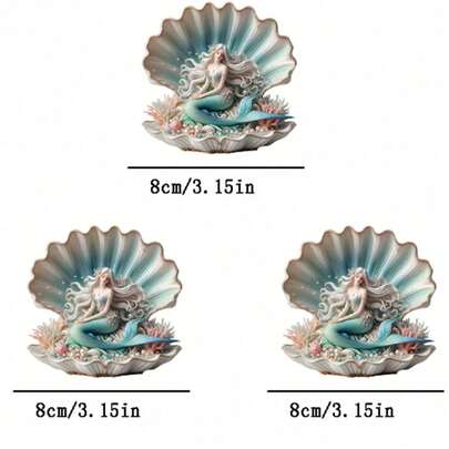 1pc/2pcs/3pcs Mermaid & Shell DIY Heat Transfer Printing Patch, Suitable For T-Shirts, Hoodies, Jeans, Jackets, Backpacks, Pillows And Other DIY Projects, Adding Romantic Oceanic Fairy Tale Elements To Your Outfits