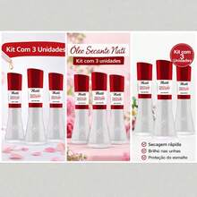 Kit com 3 Esmaltes Nati Tratamento  Óleo Secante 8ml - Multicolorido - Visão 2