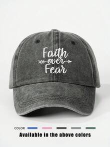 1pc Embroidered "Faith Over Fear" Washed Baseball Cap, Adjustable Outdoor Sun Protection Casual Hat Suitable For Spring/Autumn Travel, Beach, Y2K Style For Youth - Baseball Cap - View 15