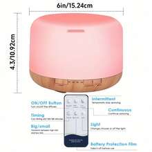 500ml Humidifier Cool Mist Aromatherapy Diffuser With 10 Bottles Of Essential Oil + Remote Control, Night Light Timer Function, And Automatic Shut-Off Silent Design. Ideal For Offices, Living Rooms, And Bedrooms. The Perfect Gift For Friends, Couples, And Parents On Special Occasions. - 1 Dark Wood Grain Humidifier - View 4