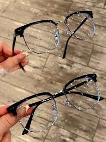 "Deep Think"Series Luxurious And Elegant Reinstallation Manufacturing Court Style Blue Light Glasses,Blue Light Glasses For Woman Men Safety Glasses  Glasses Protection Computer Gaming Glasses Women Cute Light Weight Red Frame Oversized Non Prescription Small Face Square Cat Eye Reduce Eye Fatigue On Computers, TVs, Phones, And Games, Suitable For Computer Lense Screen Protector Plain Glasses Clear Lens Glasses Blue Light Light Blocking Glasses Blue Light Glasses Light Glasses For For Women Men Light Glasses For Glasses For Women 99 Blue Light Glasses For Woman Blue Light Glasses Women/Men, Fashion Round Frame UV Ray Filter Computer Gaming Glasses Computer Glasses - Anti Eyestrain & UV Glare Protection Anti Glare - 銀色 - 查看 1