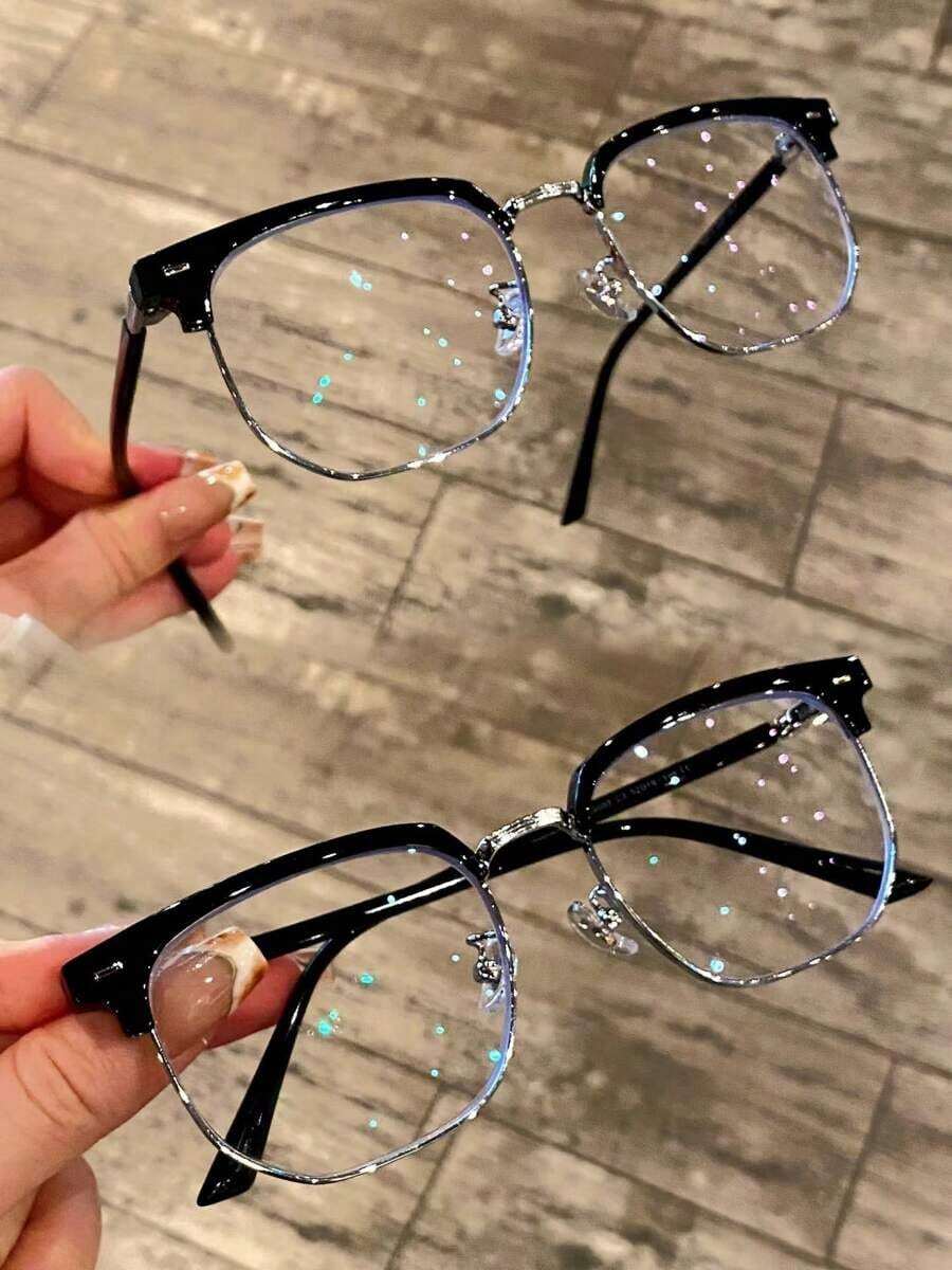 "Deep Think"Series Luxurious And Elegant Reinstallation Manufacturing Court Style Blue Light Glasses,Blue Light Glasses For Woman Men Safety Glasses Glasses Protection Computer Gaming Glasses Women Cute Light Weight Red Frame Oversized Non Prescription Small Face Square Cat Eye Reduce Eye Fatigue On Computers, TVs, Phones, And Games, Suitable For Computer Lense Screen Protector Plain Glasses Clear Lens Glasses Blue Light Light Blocking Glasses Blue Light Glasses Light Glasses For For Women Men Light Glasses For Glasses For Women 99 Blue Light Glasses For Woman Blue Light Glasses Women/Men, Fashion Round Frame UV Ray Filter Computer Gaming Glasses Computer Glasses - Anti Eyestrain & UV Glare Protection Anti Glare - 銀色 - 查看 1
