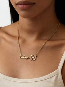 12 Zodiac Sign Custom Name Necklace For Women 18K Gold Plated Stainless Steel Necklaces Zodiac-Style Name Charm Customized Jewelry Daily Wear - Multicolor - View 8