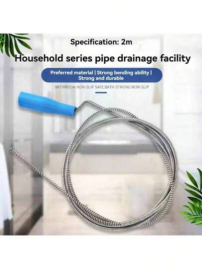 手摇螺旋式管道疏通器，弹簧钢丝管道疏通器，疏通排水管、马桶和下水道的专用工具 - 带清洁钩 - 多功能管道清洁工具，适用于厨房、浴室和卫生间。