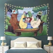 1pc Little Bear Inspired Tapestry With Cute Animal Pattern Design Detail, Machine-Washable Polyester Fabric, With Soft, Durable, Wrinkle-Resistant, Easy-Hang, Decorative Functions, Modern Minimalist Style, Tapestry Wall Hanging, Suitable For Living Rooms, Bedrooms, Cozy Movie Nights, Immersive Home Atmosphere Setup - Nhiều màu - Xem 6