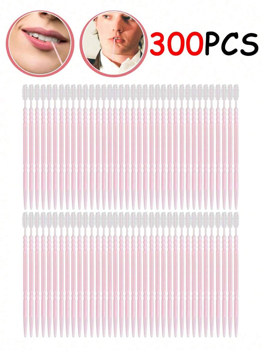 300/100/2支装一次性双头塑料牙签，口腔清洁牙线棒，便携旅行装，适用于牙齿 - 彩色 - 查看 1