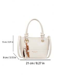 low tea 1个低茶色纯色PU皮手提包，女士复古时尚水桶包，顶部双提手设计，拉链封口，可拆卸可调节肩带，适合旅行、购物、约会、女士礼物，也适合通勤、户外活动、旅行、徒步等场合。 - 白色 - 查看 3