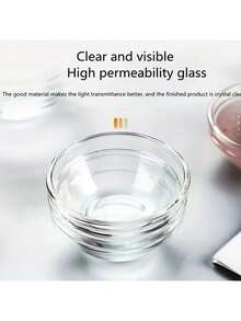 10pcs Transparent Glass Small Bowls, Kitchen Spice Plates, Soy Sauce Plates, Vinegar Plates, Garlic Dipping Bowls, Suitable For Gatherings, Snacks, Food - Transparent - View 3